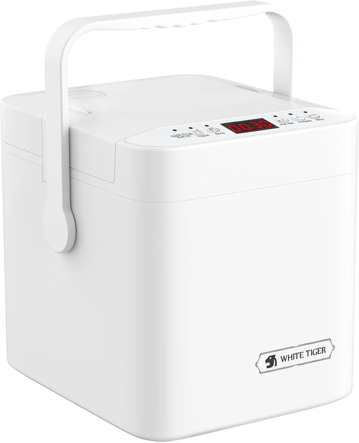 WHITE TIGER 1.3L Mini Rice Cooker - 4 Cup Uncooked with Time