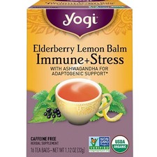  2 Yogi Tea Elderberry Lemon Balm Immune  Stress Support Total 32 Tea Bags