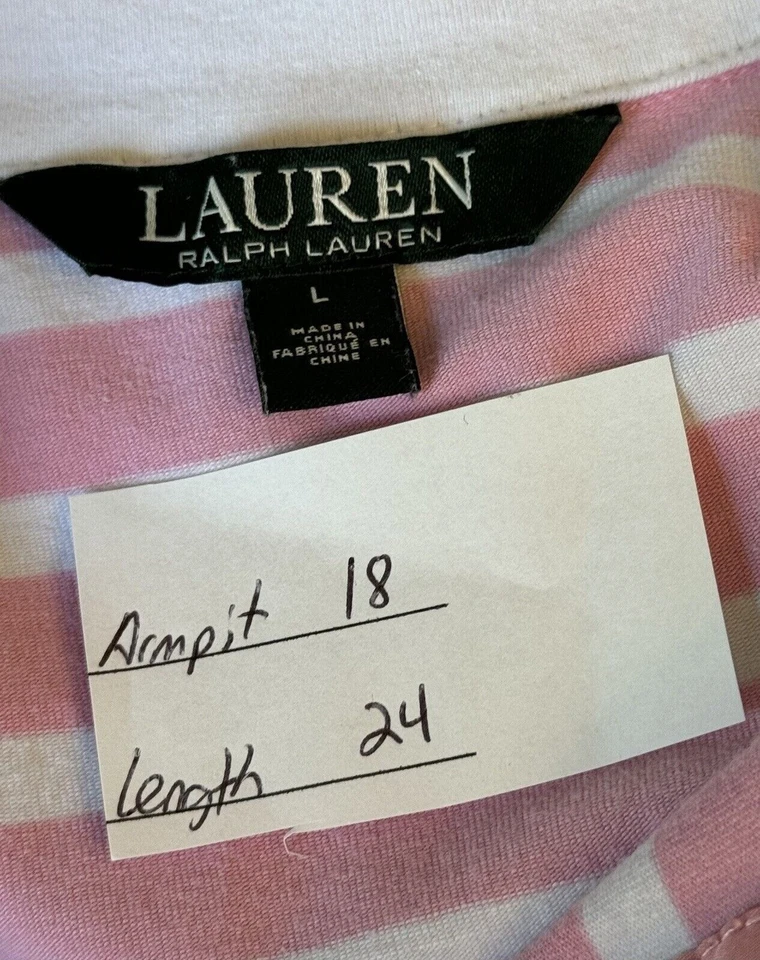 Lauren Ralph Lauren 女式 1/4 拉链套衫上衣 L 码 3/4 袖学院风 — 第 2/4 张图片