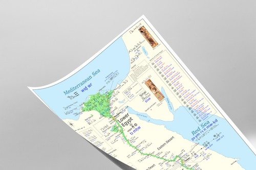 Ancient Egypt Egyptian Nile River Valley Map with Hieroglyphics Cities 24 x 12" - Picture 2 of 3