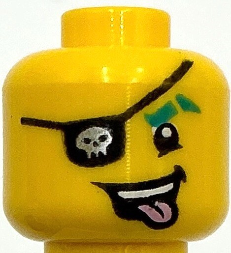 Lego New Yellow Minifigure Head Black Eye Patch w/ Gold