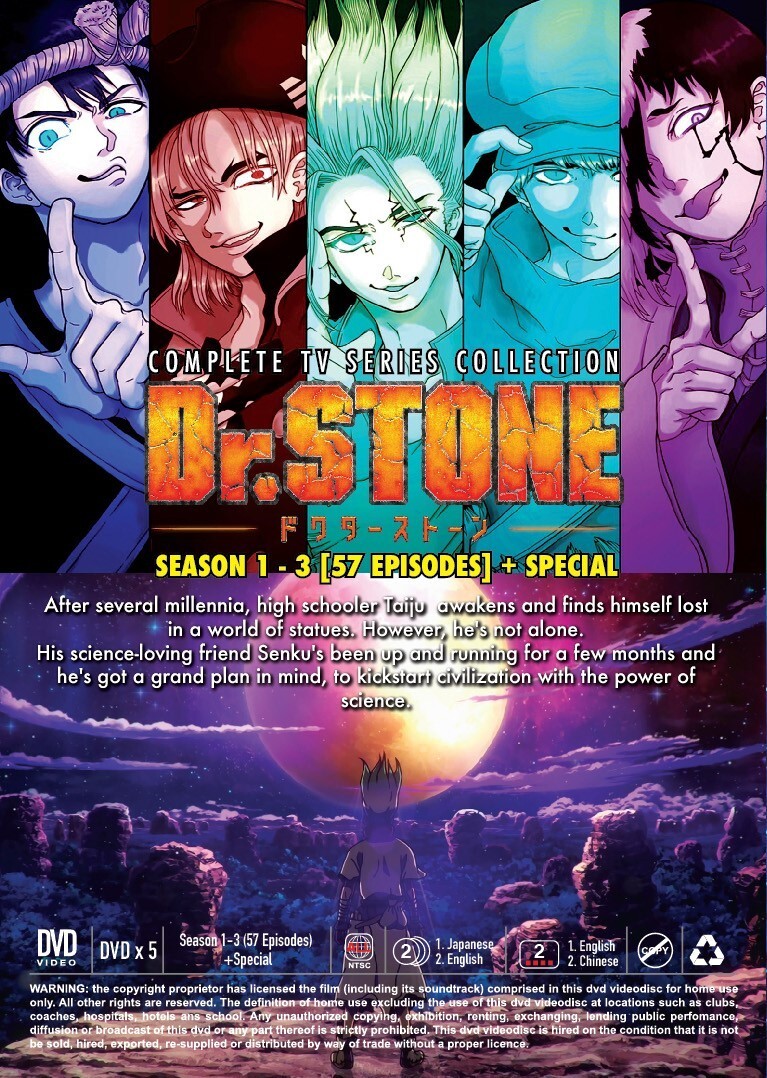 DR. STONE (SEASON 1-3) - ANIME TV DVD (1-57 EPS+SPECIAL) (ENG DUB
