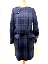 Barbour Wool And Cashmere Carina Coat Fits 14 Uk Ink Moody Blue Tartan Check
