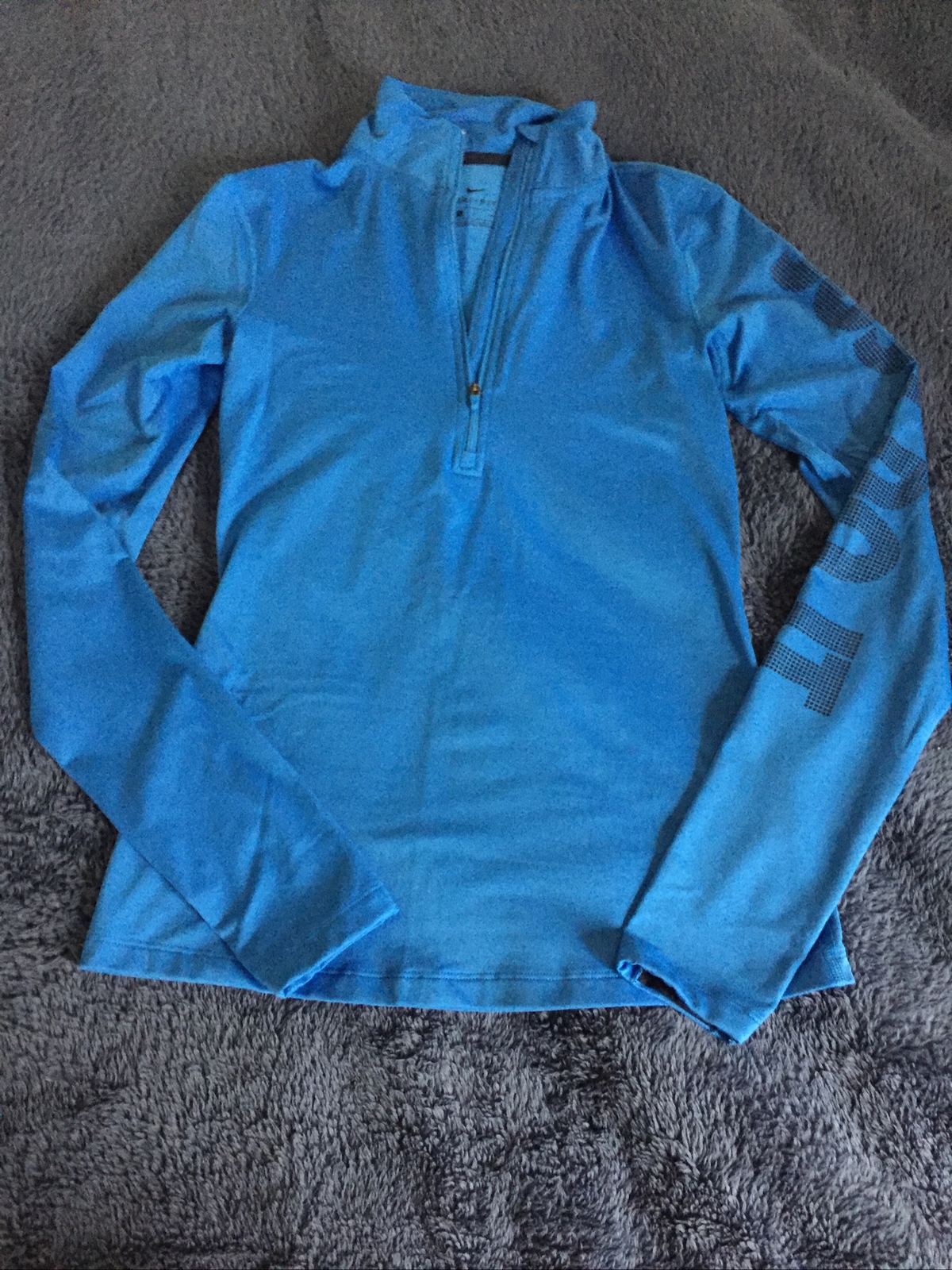 Womens Nike Running Dri Fit Blue 3/4 Zip Athletic Jacket Pullover Size