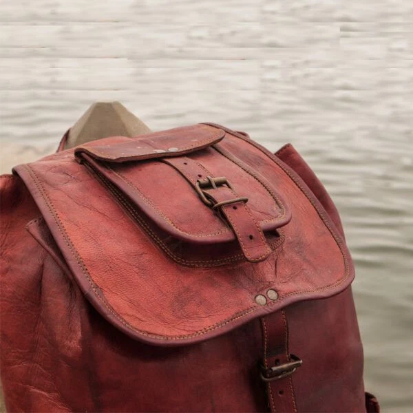 Mochila de viaje de cuero grande de 20" de uso diario para hombre y mujer Foto 2 de 4