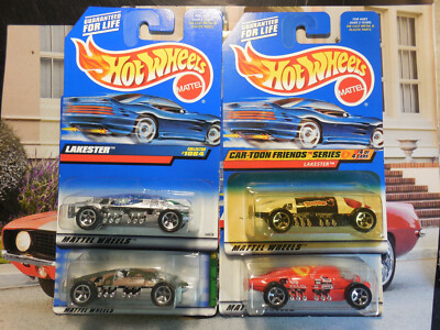 Hot Wheels LAKESTER LOT 4 CAR-TOON FRIENDS ROD SQUADRON FIRST