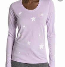Sundry Womens Purple Lavender Lilac Star Print Long Sleeve T-Shirt Top Size 1 