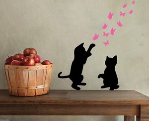 Wall stickers adesivi murali gatti che giocano casa amore muro ... Wall stickers gatti