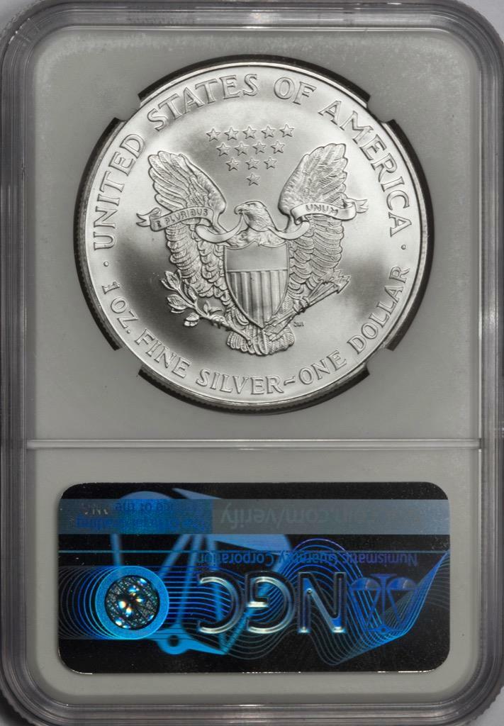 1998 NGC MS68 Large Struck Thru & Retained Plastic Silver Dollar