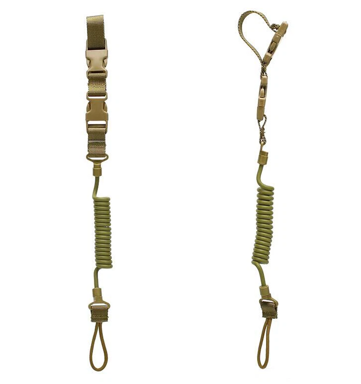 2pcs Tactical Pistol Lanyard Sling Elastic Handgun Secure Spring Retention Rope - Image 4 of 4