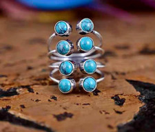 Turquoise Ring 925 Sterling Silver Handmade Partywear Women Ring All Size SR565