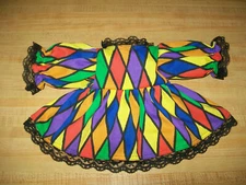 MARDI GRAS HARLEQUIN DIAMOND DRESS W/BLACK LACE for 16" CPK Cabbage Patch Kids