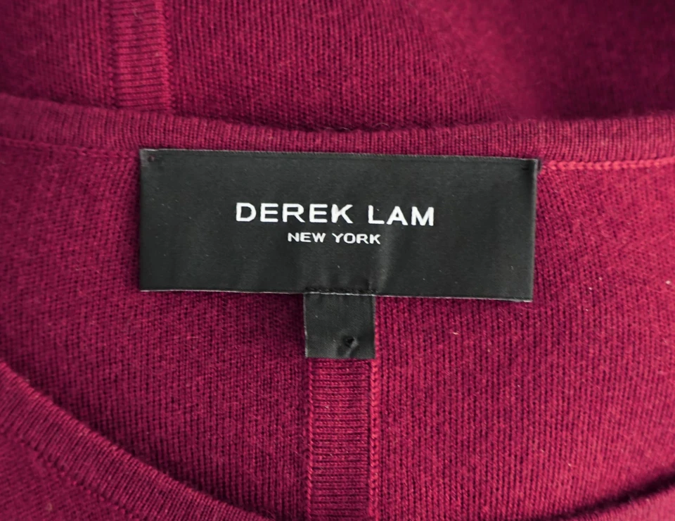 Suéter Top DEREK LAM Talla L Borgoña Cachemira Calce Suelto Drapeado Espalda TOTALMENTE NUEVO Foto 2 de 4