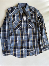 Lee Blue Plaid Long Sleeve Men Shirt M