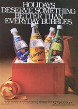 1984 SCHWEPPES Holidays Deserve Something Better Than Everyday Bubbles PRINT AD
