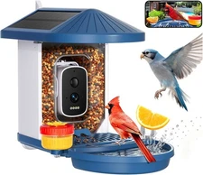 Smart Bird Feeder with Solar Powered Camera AI Identify Species 5MP HD