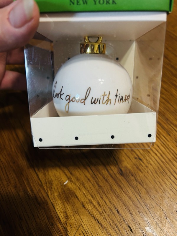 KATE SPADE LENOX ORNAMENT "LOOK GOOD WITH TINSEL":NIB