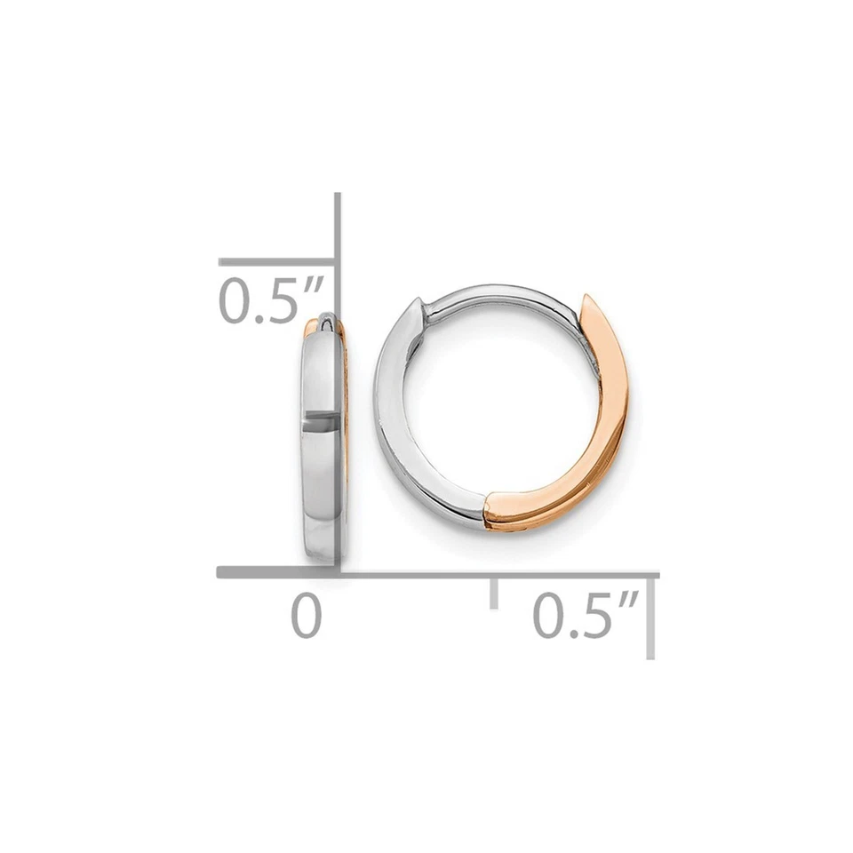 7mm 14k Two-tone Gold Rose and White Gold 1.75mm Hinged Hoop Earrings - Image 4 of 4