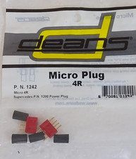 Deans 1242 Micro Plug 4R Red Polarized Connector