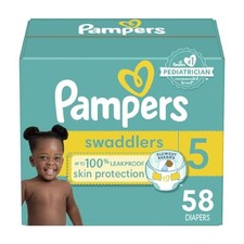 Pampers Swaddlers Diapers - Size 5 (27+ lbs), 58 Count, Ultra Absorbent and Soft 0.83 per nappy