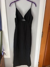 Zara Black Cut Out Strappy Midi Dress Women's Size S New With Tags Ruched Bust