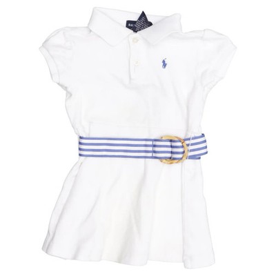 Ralph Lauren, Polokleid, Größe: 86, Weiß/Blau, Baumwolle/Elasthan, Streifen #CGE