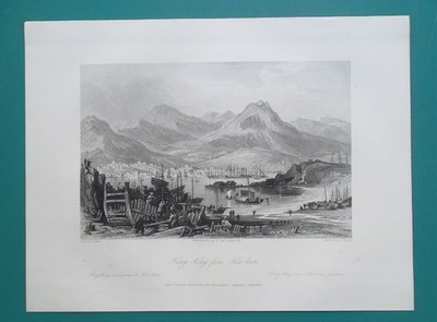 HONG-KONG China View from Kow Loon - 1858 Antique Print