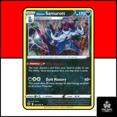 Hisuian Samurott : 100/189 : Rare Holo : Pokémon TCG : ENG