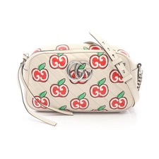 GUCCI GG Marmont Apple Shoulder Bag Leather Off-White Multicolor #RC3234