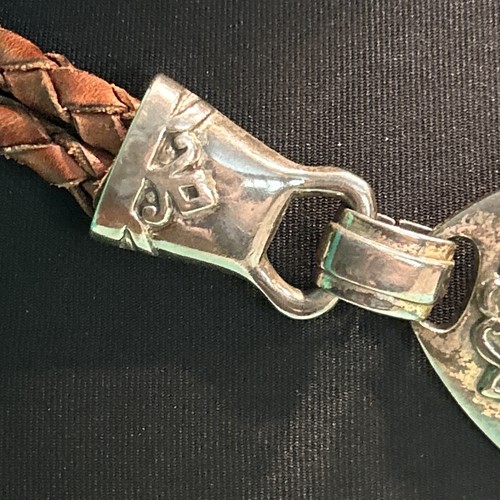 Cintura vintage in corda (ispirata a Brighton) pelle Brn fibbia argento Western Hip - Foto 5 di 17