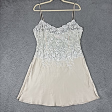 VTG Y2K Victoria's Secret Cream Blush Pink Silk Blend Slip Chemise Lace Lingerie