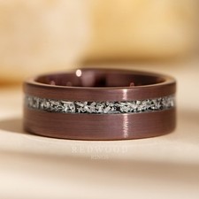 Brown Tungsten Ring With Meteorite Inlay - 8MM