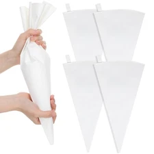 5pcs Big Piping Bags, Reusable Piping Bags 16 Inch, White Cloth Cake Decorati...