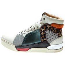 Christian Louboutin 17AW Ruby Kick Spike Stud Patent Haraco Suede Combi Used 4fd