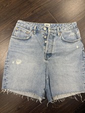 BDG Urban Outfitters 90s Long Inseam Denim Shorts High Rise Light Wash 30