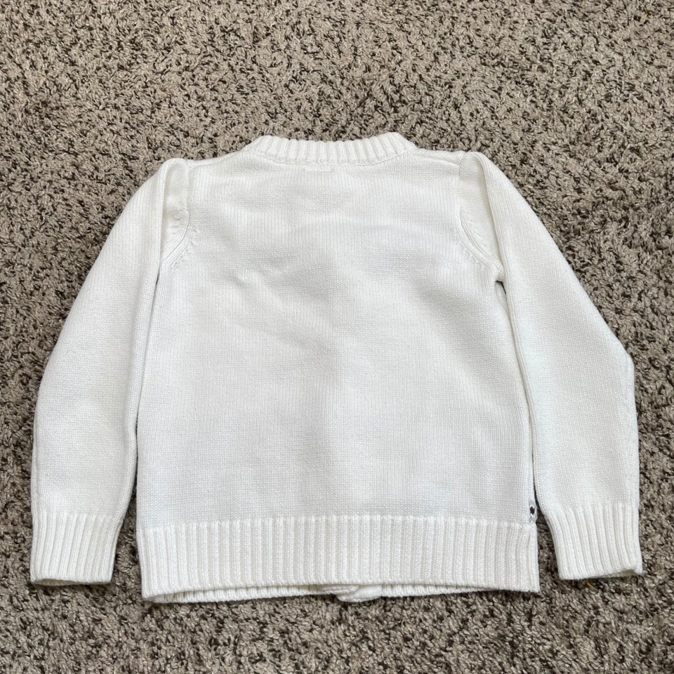 Gymboree Kids Sweater Cardigan S 5-6 White Snowflake Fair Isle Knit Cotton - Image 4 of 4