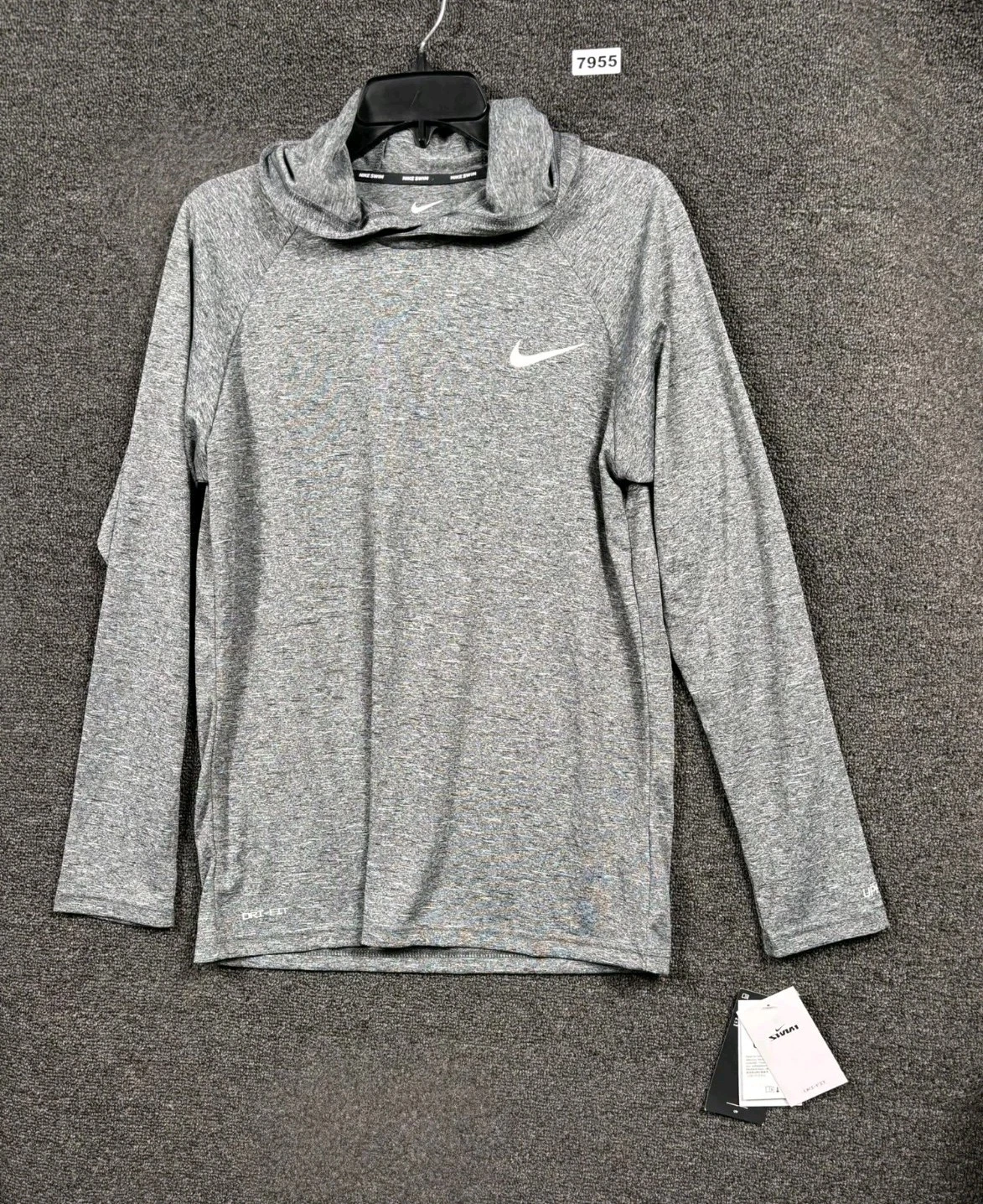 Nike Swim Men's Long Sleeve Hooded Hydroguard Shirt Mens Sz S Gray NESSB669 NEW
