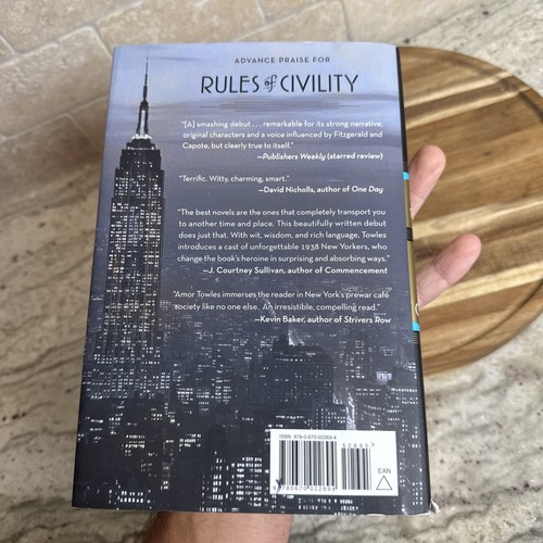 Rules Of Civility Amor Towles Viking First Edition 1st Printing 2011 HB - Picture 2 of 14