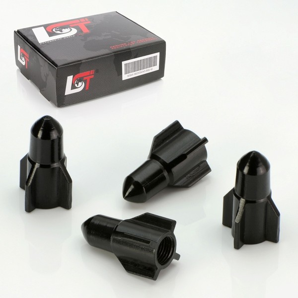 4X Ventilkappe Reifenventil Rakete Schwarz FÜR PKW LKW Motorrad Fahrrad Quad KFZ-image