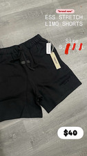 ESSENTIALS Fear of God Men s Black Cotton Bermuda Shorts 6" Inseam Logo NWT