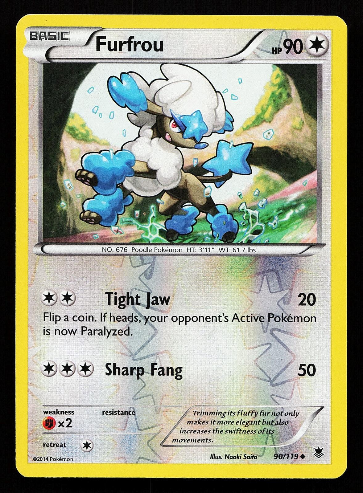 Furfrou 90/119 Reverse Holo Uncommon Phantom Forces Pokemon Card