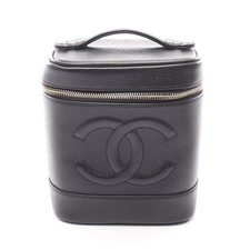 CHANEL Coco Mark Handbag Vanity Bag Caviar Skin Black Gold Hardware #RC2620