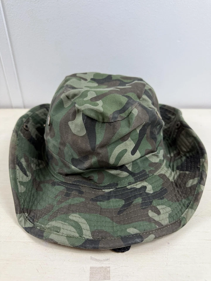 Sombrero Camuflaje Boonie Para Hombres Medio Verde Camuflaje Cuello Solapa Mentón Correa Sol Caza Foto 3 de 4