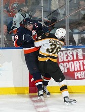 Dave Scatchard Boston Bruins slams Alexei Yashin New York Is- Ice Hockey Photo
