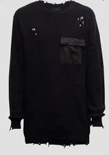 Ser.o.ya Devin Distressed Knit Sweater  Black Size XL