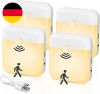 4Er Pack Wiederaufladbares Nachtlicht Mit Bewegungsmelder, Mini Led Nachtlichter