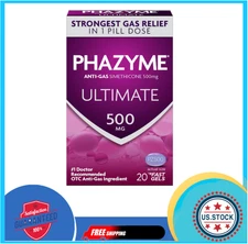 Phazyme Gas Relief, Ultimate Gas and Bloating Relief for Adults, 500 mg Sime...