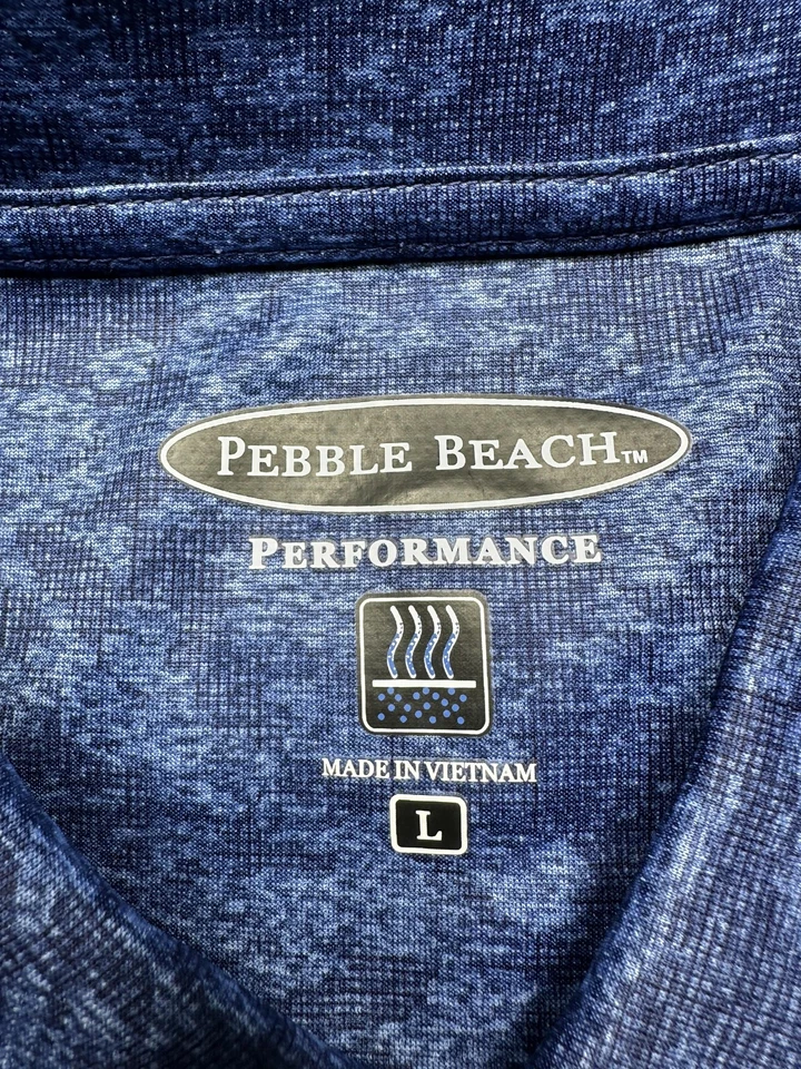 Pebble Beach Polo Shirt Mens Large Blue Performance Golf Business Jet Cares - Image 4 of 4