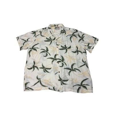 Paradise Found Hawaiian Shirt Mens XLarge White Palm Tree Aloha Casual