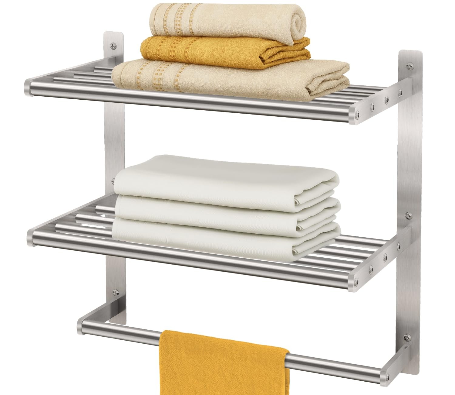 Shelf For Bathroom Wall Mounted, 3-tier Hotel Style Towel Ra